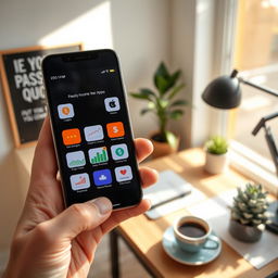 A visually appealing smartphone showcasing various popular passive income apps on the screen, including graphs and dollar signs representing earnings