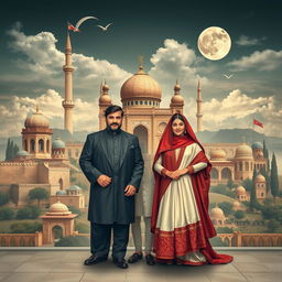 A stunning and respectful portrayal of the esteemed families of Syria, featuring traditional Syrian architecture, historical landmarks, and elements of the rich cultural heritage