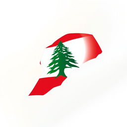 An artistic representation of a Lebanese map logo, featuring the outline of Lebanon filled with colors from the Lebanese flag: red, white, and green