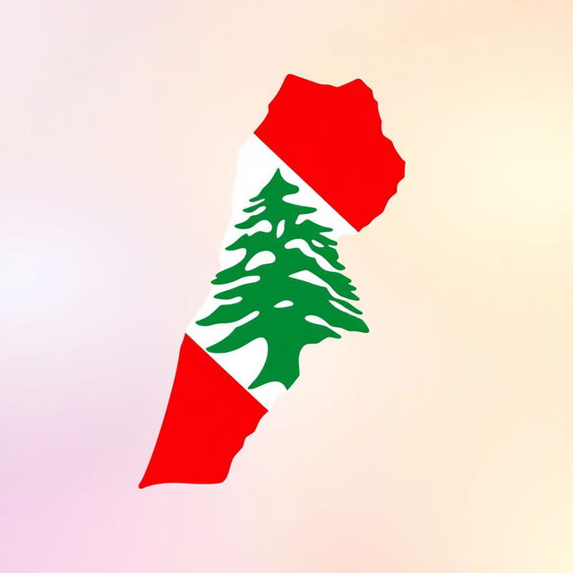 An artistic representation of a Lebanese map logo, featuring the outline of Lebanon filled with colors from the Lebanese flag: red, white, and green