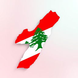 An artistic representation of a Lebanese map logo, featuring the outline of Lebanon filled with colors from the Lebanese flag: red, white, and green