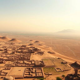 A grand panoramic view illustrating the vast expanse of the Indus Valley Civilization, showcasing a sprawling landscape dotted with the ruins of various ancient cities, including Harappa and Mohenjo-Daro