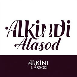 The name 'ALKINDI ALASOD' beautifully stylized in bold, elegant lettering