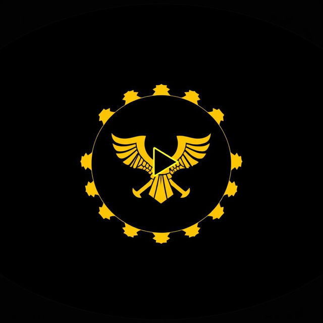 A circular YouTube thumbnail design featuring a powerful and commanding emblem symbolizing strength and control, set against a solid black background