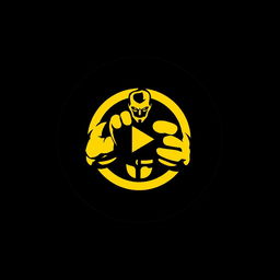 A circular YouTube thumbnail design featuring a powerful and commanding logo that symbolizes strength and control