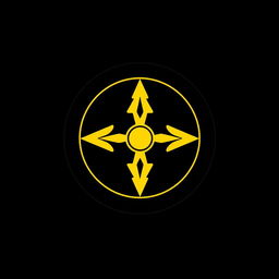 Design a circular thumbnail for a YouTube channel featuring a symbol of strength, control, and creativity
