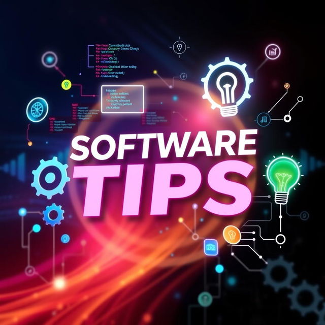 A vibrant and engaging banner focusing on software tips and artificial intelligence solutions for various fields and problems