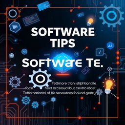 A vibrant and engaging banner focusing on software tips and artificial intelligence solutions for various fields and problems