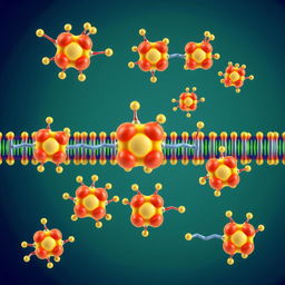 A vivid and detailed illustration of lipid molecules, showcasing their unique structures