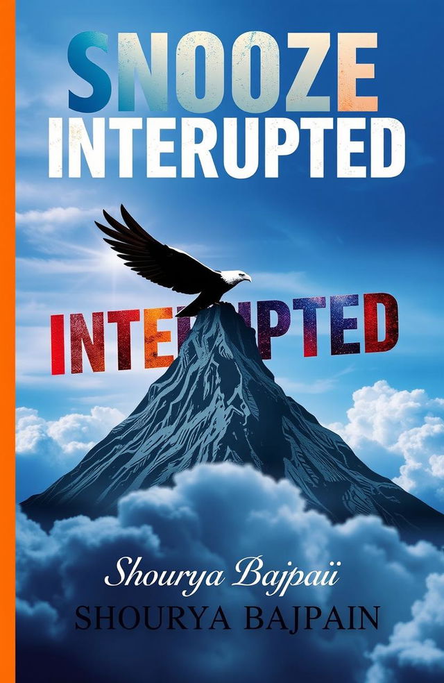 A dramatic book cover featuring the title 'Snooze Interrupted' designed with bold typography