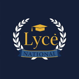 A modern and elegant logo design for the seniors of Le Lycee National, featuring the school's name prominently in a stylish, bold font