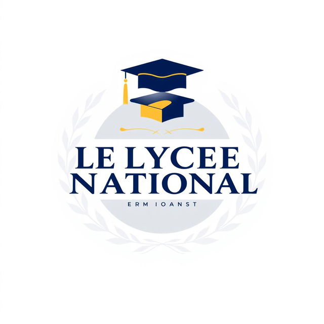 A modern and elegant logo design for the seniors of Le Lycee National, featuring the school's name prominently in a stylish, bold font