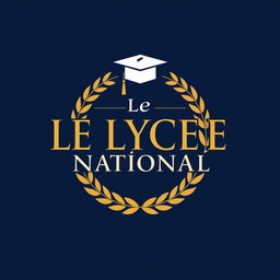 A modern and elegant logo design for the seniors of Le Lycee National, featuring the school's name prominently in a stylish, bold font