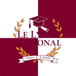 A sophisticated logo design for the seniors of Le Lycee National, prominently featuring the school's name in an elegant serif font