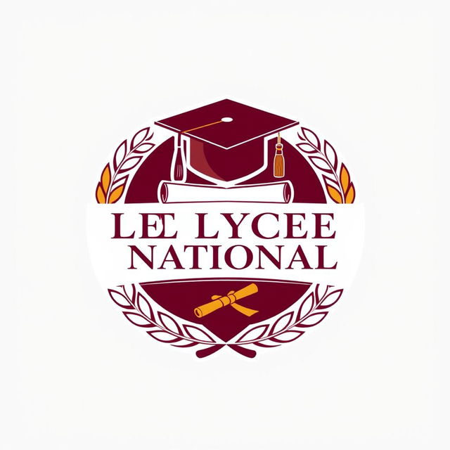 A sophisticated logo design for the seniors of Le Lycee National, prominently featuring the school's name in an elegant serif font