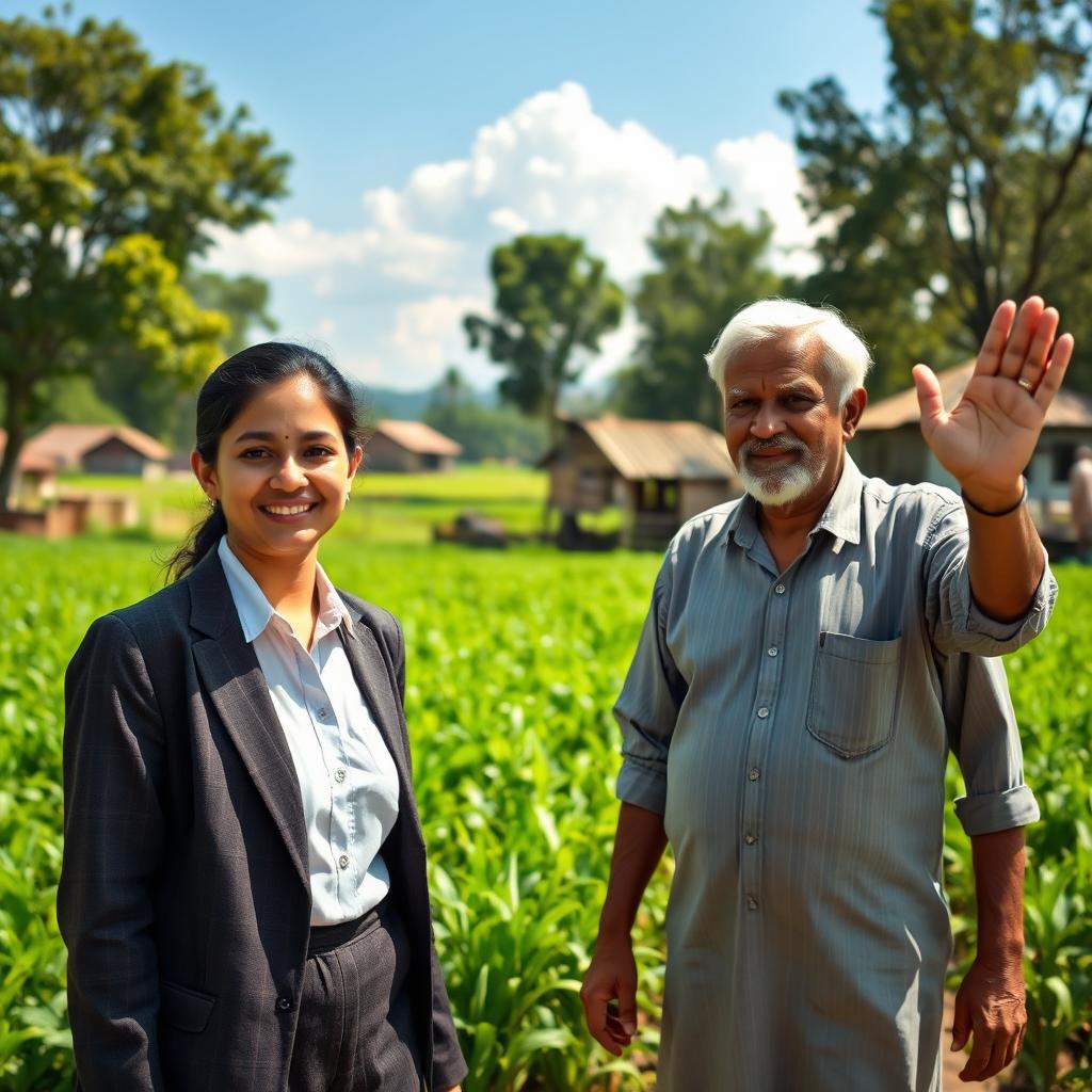 A young IAS officer visiting a rural village to meet with her father at a lush green farm