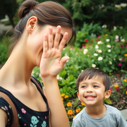 An older sister and her younger brother are playfully enjoying an outing together