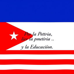 A vibrant flag design featuring three horizontal stripes: the top stripe is a deep blue symbolizing the sky and waters of Cuba, the middle stripe is pure white representing peace and purity, and the bottom stripe is a bold red representing the blood shed for independence