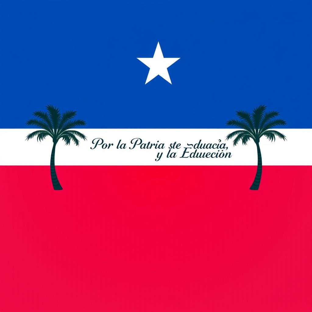 A vibrant flag design featuring three horizontal stripes: the top stripe is a deep blue symbolizing the sky and waters of Cuba, the middle stripe is pure white representing peace and purity, and the bottom stripe is a bold red representing the blood shed for independence
