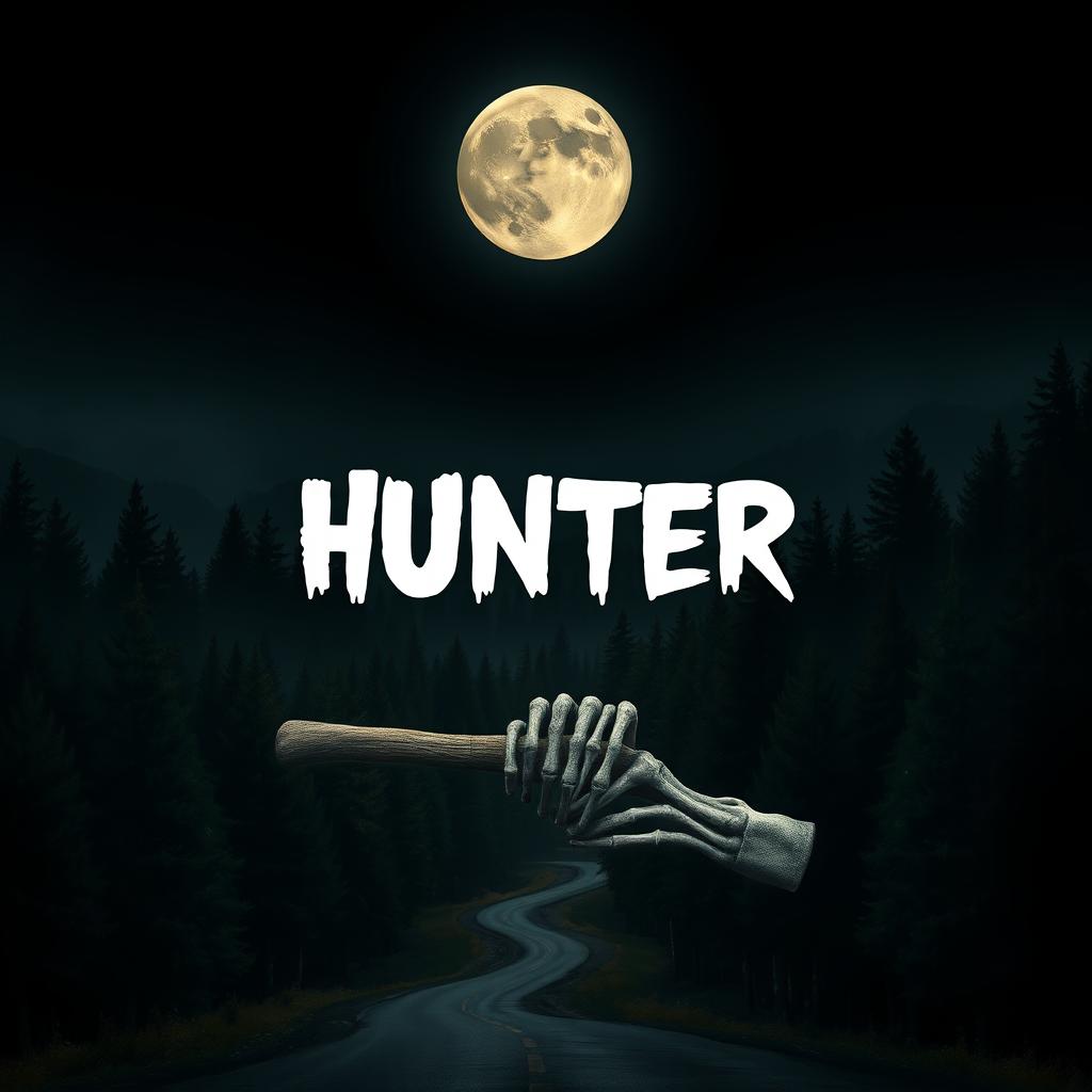 A movie poster featuring a full moon at the top of the design, casting a dim, eerie glow over a dark, shadowy environment