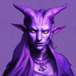 A digital art image of a lilac tiefling