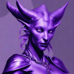 A digital art image of a lilac tiefling