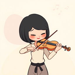 A charming illustration of a woman playing the violin in the style of the game IncrediBox