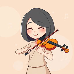 A charming illustration of a woman playing the violin in the style of the game IncrediBox