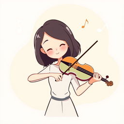 A charming illustration of a woman playing the violin in the style of the game IncrediBox