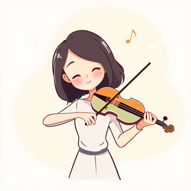 A charming illustration of a woman playing the violin in the style of the game IncrediBox