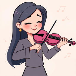 A charming illustration of a woman playing the violin in the style of the game IncrediBox