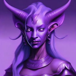 A digital art image of a lilac tiefling