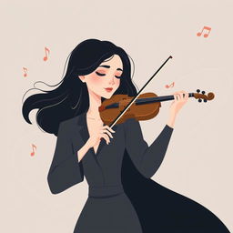 An elegant illustration of a woman playing the violin, inspired by IncrediBox but with a more refined and less cartoonish style