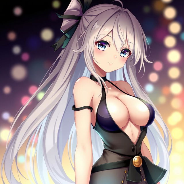 A seductive anime girl with long flowing hair and captivating eyes, wearing a stylish and revealing outfit