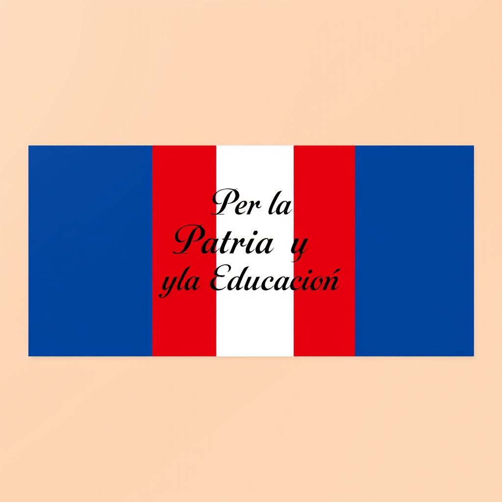 A rectangular horizontal flag design featuring three horizontal blue stripes, two vertical white stripes, and a bold red border