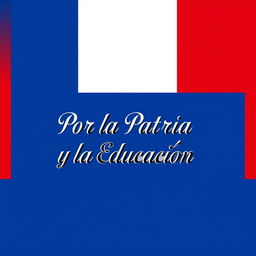 A rectangular horizontal flag design featuring three horizontal blue stripes, two vertical white stripes, and a bold red border