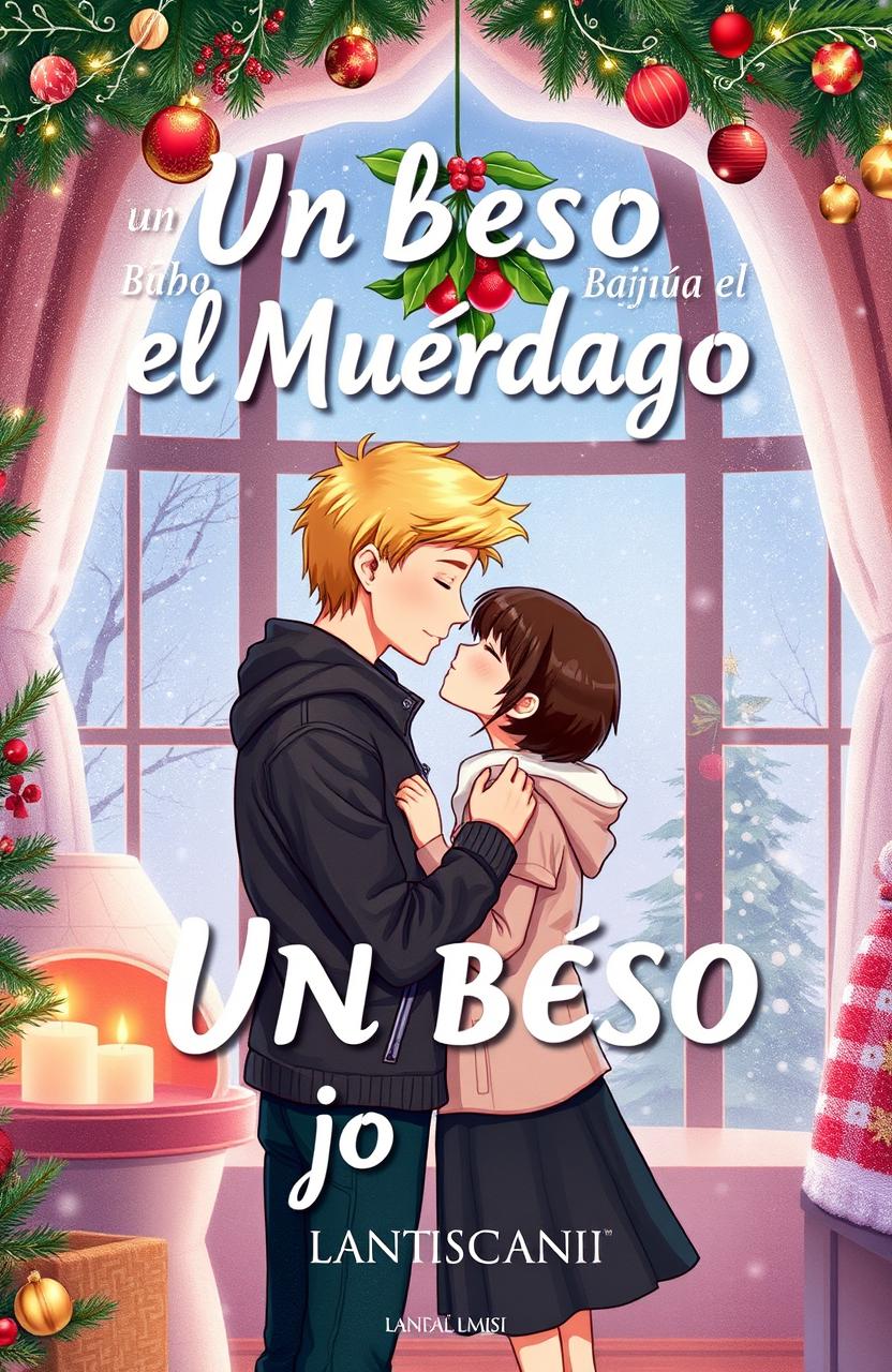 A book cover titled 'Un Beso Bajo el Muérdago'