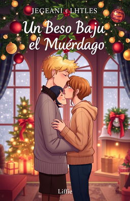 A book cover titled 'Un Beso Bajo el Muérdago'