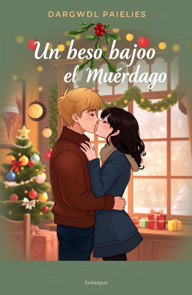 A book cover titled 'Un Beso Bajo el Muérdago'