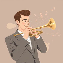 An elegant illustration of a man playing the trumpet, inspired by the style of IncrediBox but presented in a more refined and sophisticated manner