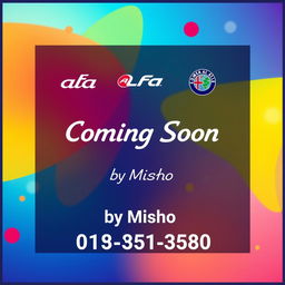 A vibrant and eye-catching flyer design featuring the words 'Coming Soon' prominently in the center