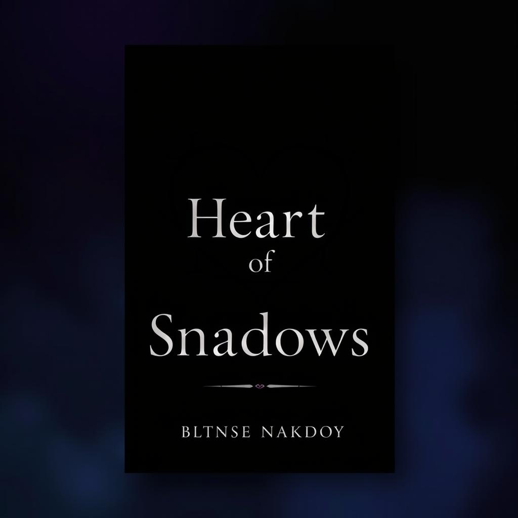 A minimalistic book cover design for a fantasy novel titled 'Heart of Shadows'
