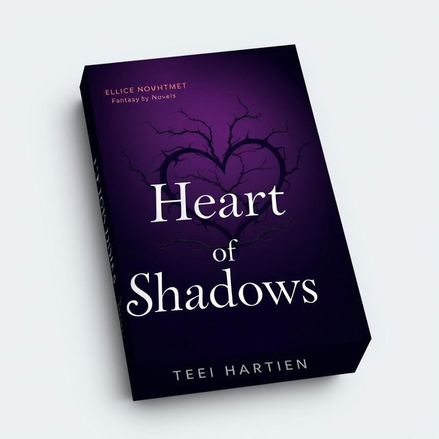 A minimalistic book cover design for a fantasy novel titled 'Heart of Shadows'