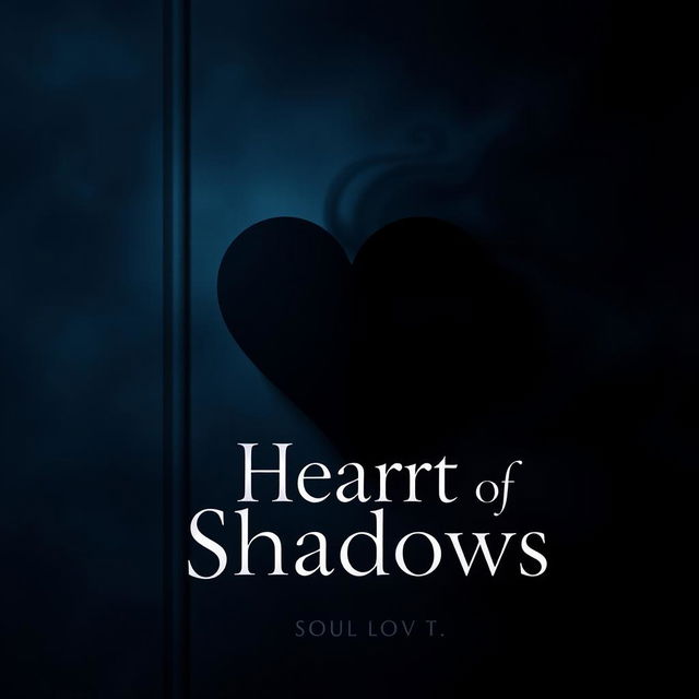 A minimalistic book cover design for a fictional book titled 'Heart of Shadows'