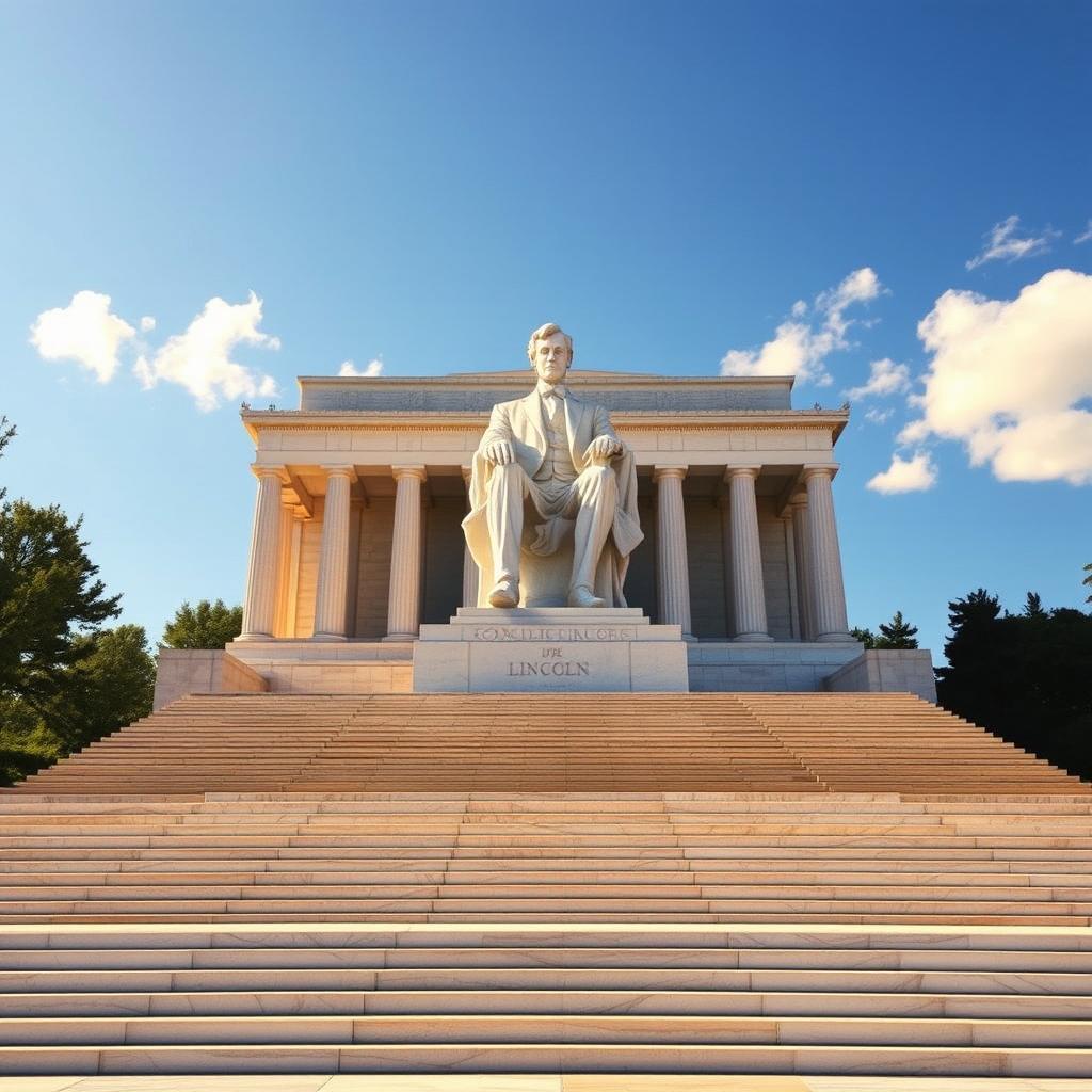 A majestic depiction of the Lincoln Memorial in Washington D