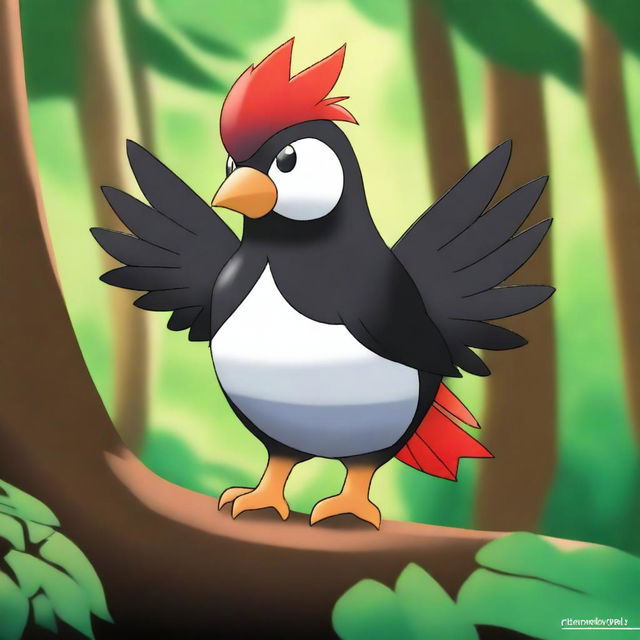 A vivid digital art illustration of a new Pokemon, Toti Bird