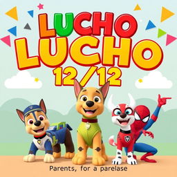 A festive birthday invitation image for a 4-year-old boy named Lucho