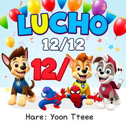 A festive birthday invitation image for a 4-year-old boy named Lucho