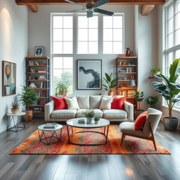 A beautifully curated interior design showcasing a blend of modern and rustic elements