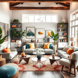A beautifully curated interior design showcasing a blend of modern and rustic elements